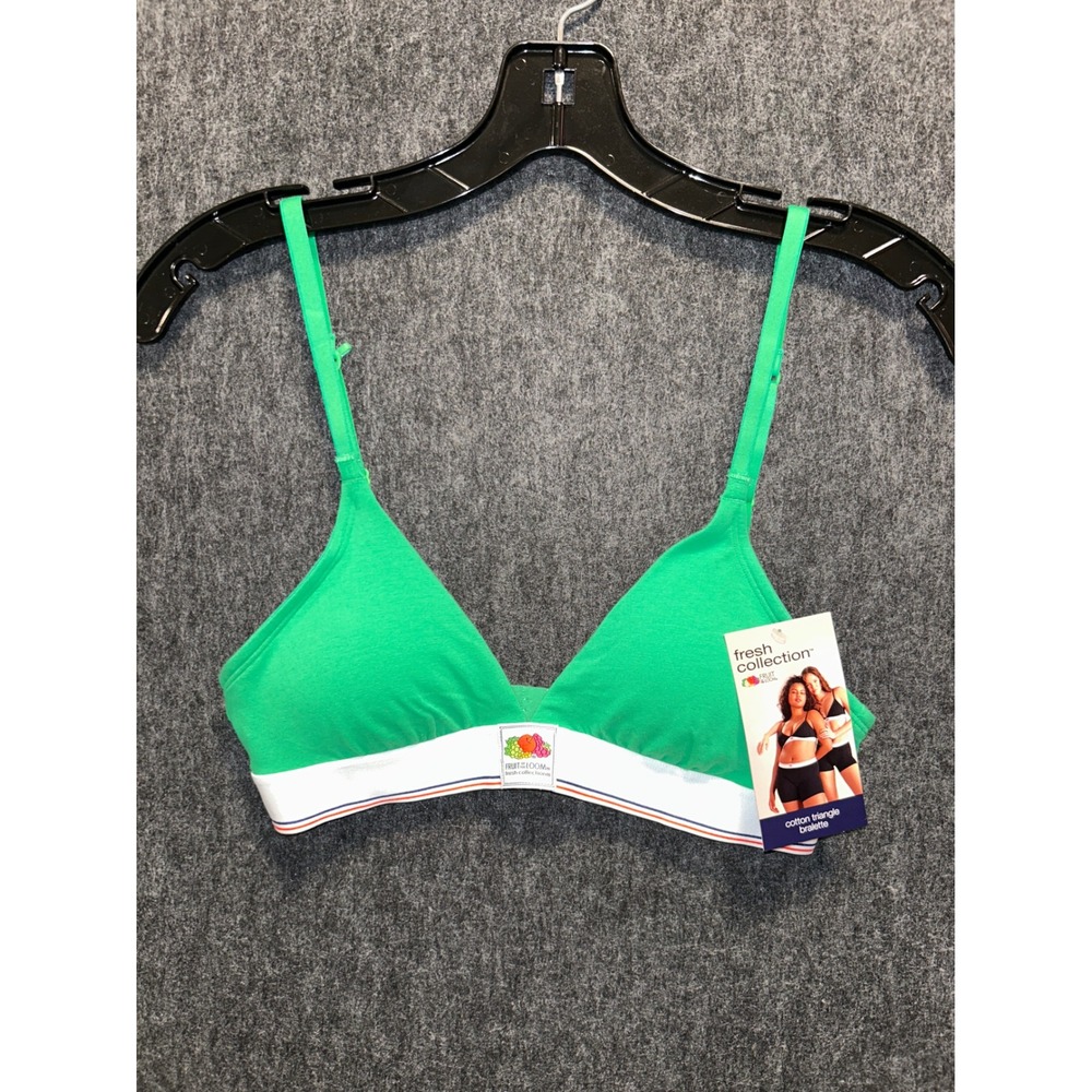 Fruit of the Loom Bralette Womens‎ Small Green New Cotton Triangle Fresh FR182